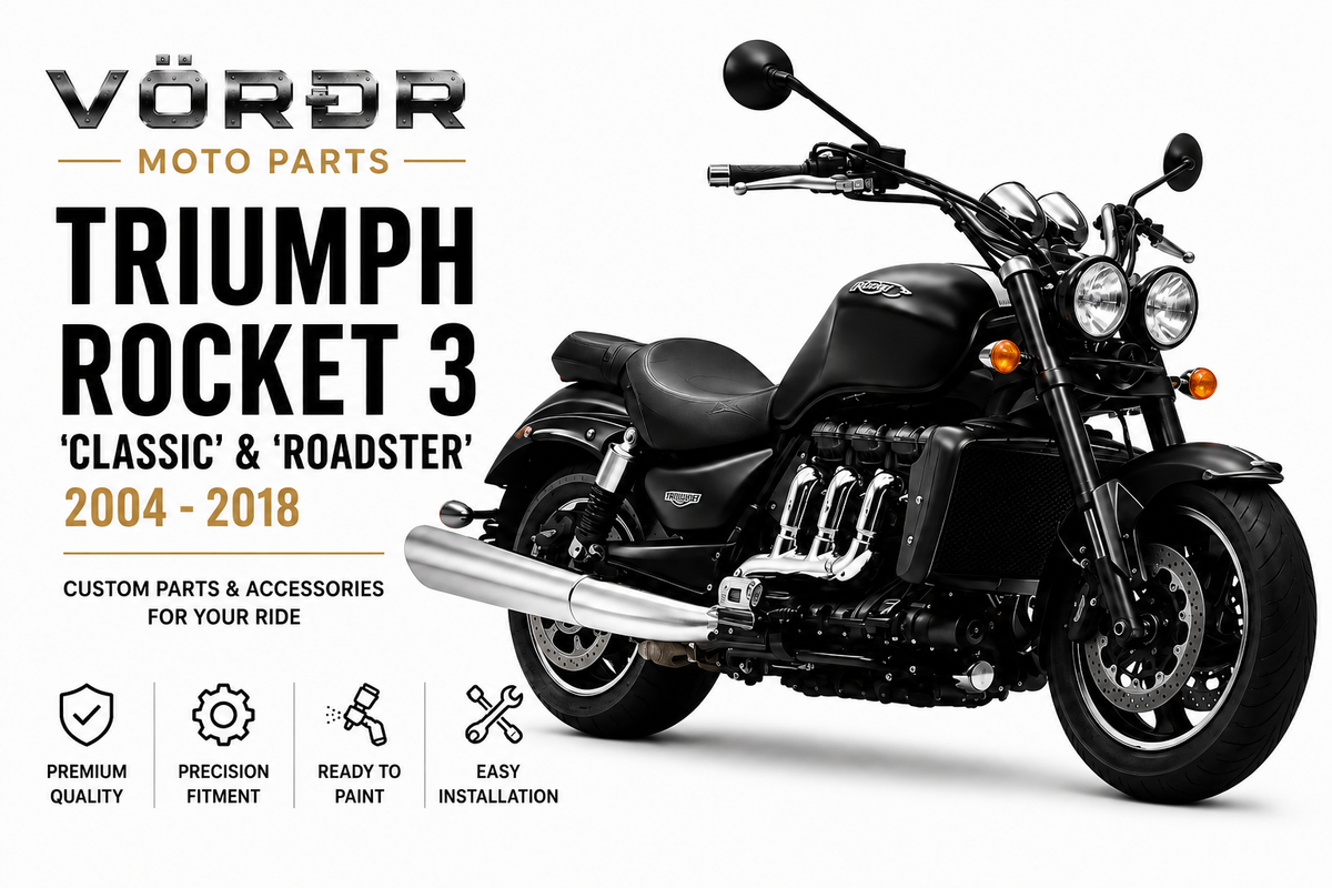 Triumph Rocket 3 Classic and Roadster 2004-2018 aftermarket parts and accessories - VORDR Moto Parts