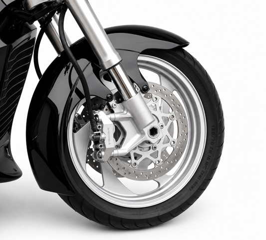 Front view of 18 inch Suzuki M109R fiberglass front fender